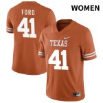 Texas Longhorns Women's #41 Jaylan Ford Authentic Orange NIL 2022 College Football Jersey TSY63P2X